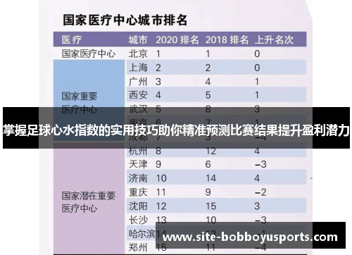 掌握足球心水指数的实用技巧助你精准预测比赛结果提升盈利潜力
