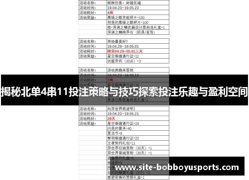 揭秘北单4串11投注策略与技巧探索投注乐趣与盈利空间