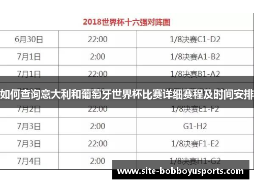 如何查询意大利和葡萄牙世界杯比赛详细赛程及时间安排