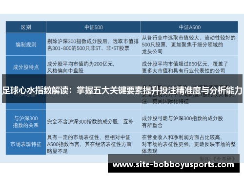 足球心水指数解读：掌握五大关键要素提升投注精准度与分析能力
